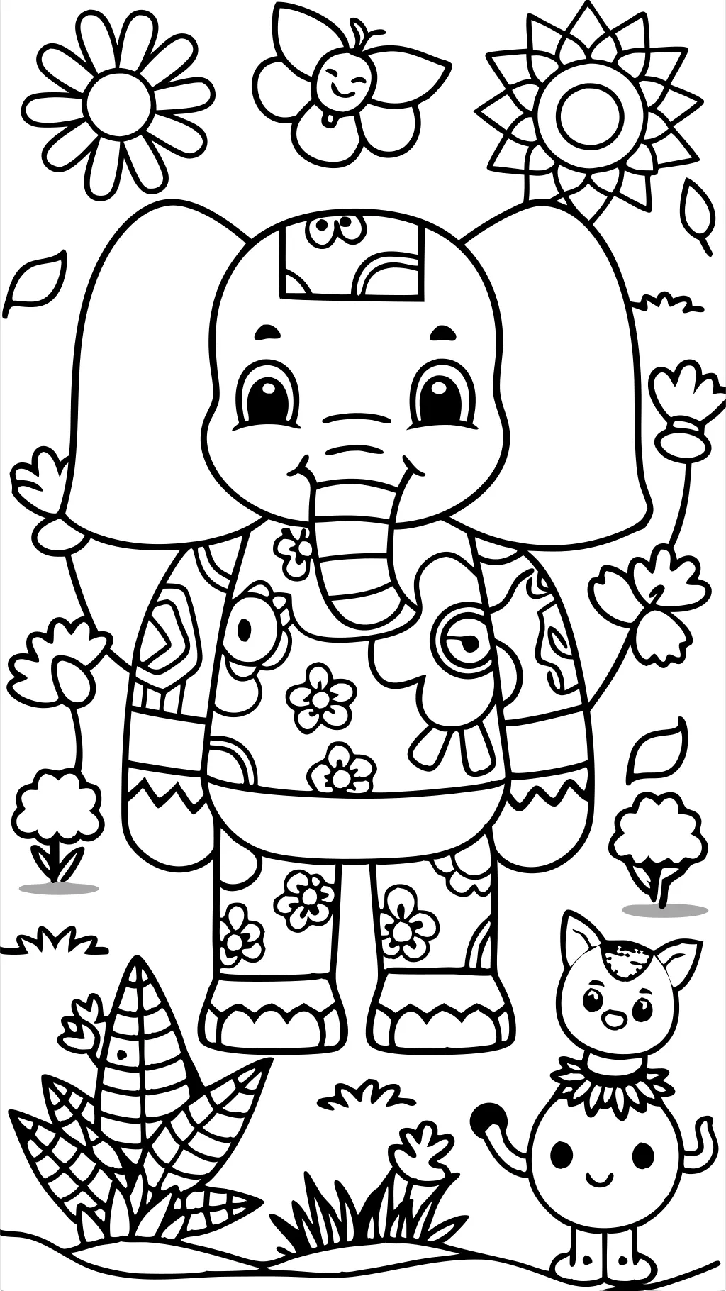 Elmer la página para colorear de elefante